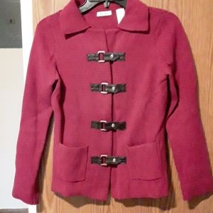 Liz & co fuschia buckle sweater cardigan M